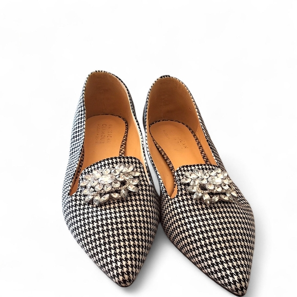 Badgley Mischka American Glamour Houndstooth Crystal Embellished Flats Size 10 - Picture 3 of 11